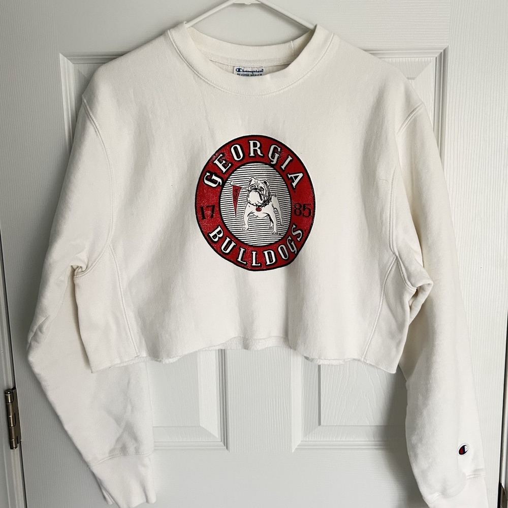 Champion White Georgia Bulldogs Cropped Sweatshirt